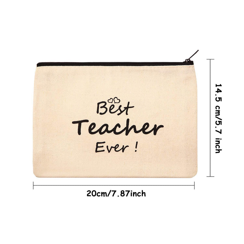 12 Pieces Teacher Makeup Pouch Canvas Cosmestic Bag with Zipper Cosmetic Purse Travel Toiletry Case Pencil Bag for Teacher Appreciation Gift (Heart Pattern) Heart Pattern