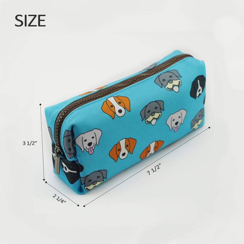 French Bulldog Pencil Case Capacity Canvas Pen Bag Pouch Stationary Case Makeup Cosmetic Bag Gadget Box Blue