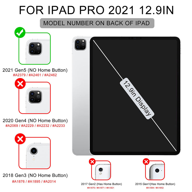 Soke New iPad Pro 12.9 Case 2021(5th Generation) - [Slim Trifold Stand + 2nd Gen Apple Pencil Charging + Smart Auto Wake/Sleep],Premium Protective Hard PC Back Cover for iPad Pro 12.9 inch(Navy) Navy