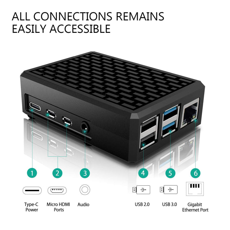 Miuzei Raspberry Pi 4 Aluminum Case, Raspberry Pi 4 Model B Metal Case, Pi 4 Alloy Armor Case with Cooling Column and Thermal Pads Compatible with Raspberry pi 4 B 8gb 4gb 2gb- No Pi Board