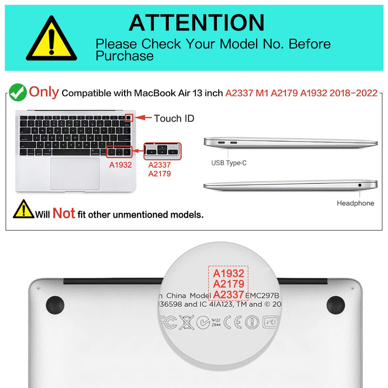 MOSISO Compatible with MacBook Air 13 inch Case 2022, 2021-2018 Release A2337 M1 A2179 A1932 Retina Display Touch ID, Plastic Hard Shell&Keyboard Cover&Screen Protector&Storage Bag, Lavender Gray