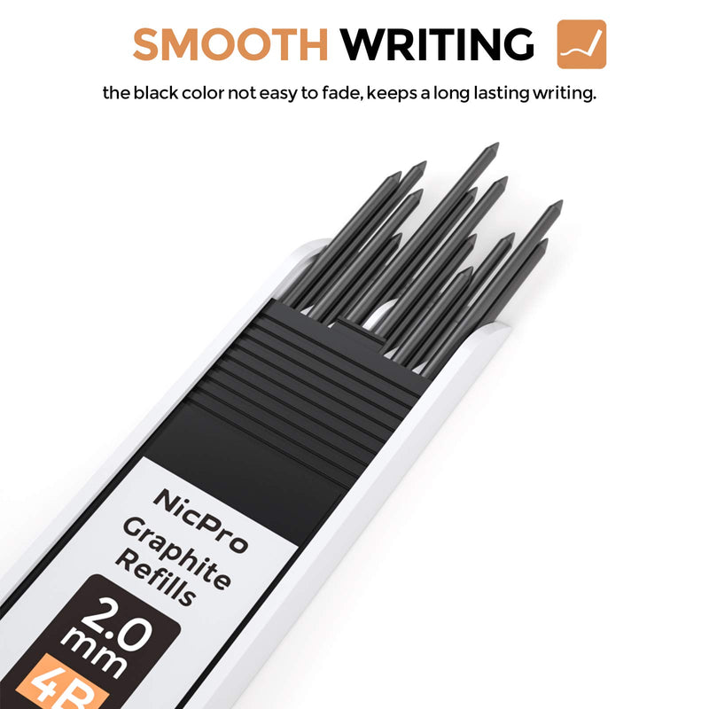 Nicpro 2.0 mm Mechanical Pencil Set, Artist Metal Lead Holder with 5 Tube Graphite Lead Refill HB, 2H, 4H, 2B, 4B, Eraser, Sharpener for Draft Drawing, Writing, Shading, Art Sketching 1