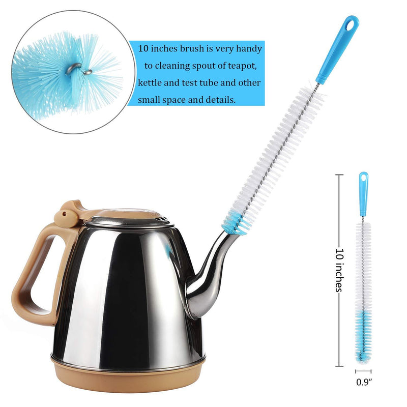 ALINK Bottle Cleaning Brush Set - Long Handle Bottle Cleaner for Washing Narrow Wine/Beer Bottles, Thermos, Hummingbird Feeder, S’Well, Sports Water Bottles, Plus Kettle Spout/Lid Brush, Straw Brush