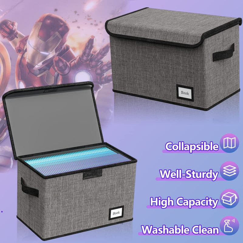Comic Book Storage, Comic Book Box, 15.8" X 7.8" X 11.8", Collapsible Comic Short Box, Holds 160-180 Comic Book (2021 Gray) 1 PCS
