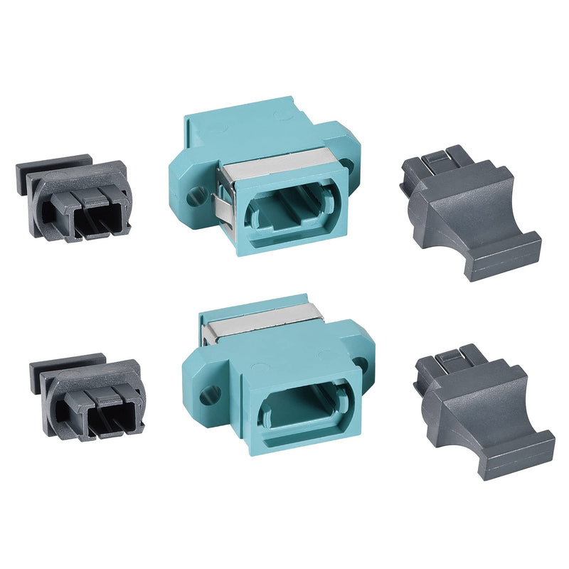uxcell SM/MM MPO Fiber Optic Connector, Low Loss Quick Optical Adapter for OM3 MPO/MTP UP-Down Mount Sky Blue 44x25x10mm