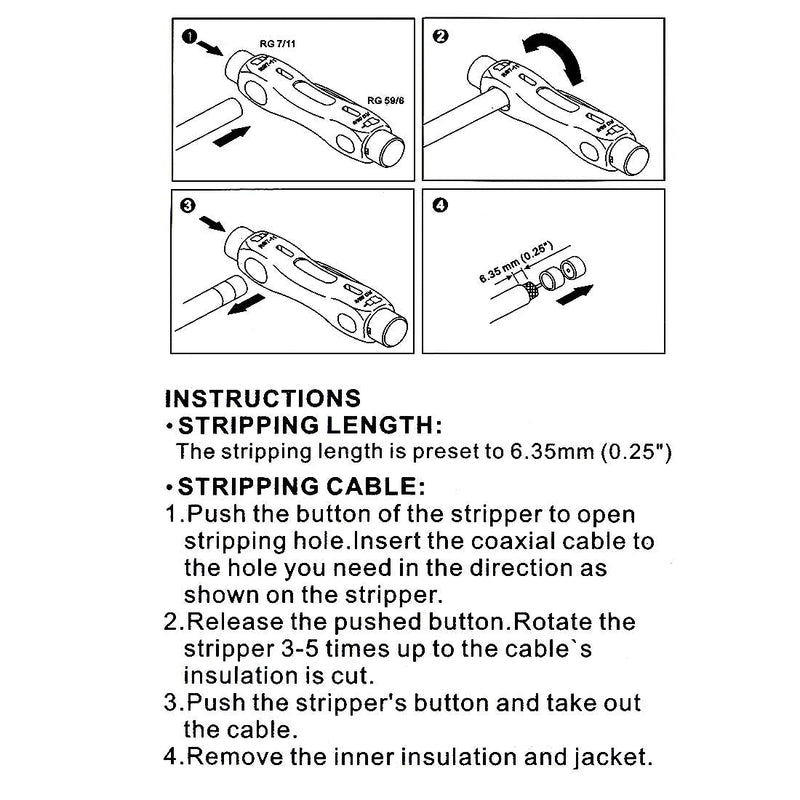 uxcell RG6 RG11 Coaxial Cable Stripper, Double Ended Coax Stripping Wire Cutter for RG7/11 and RG59/6 or RG6 2pcs
