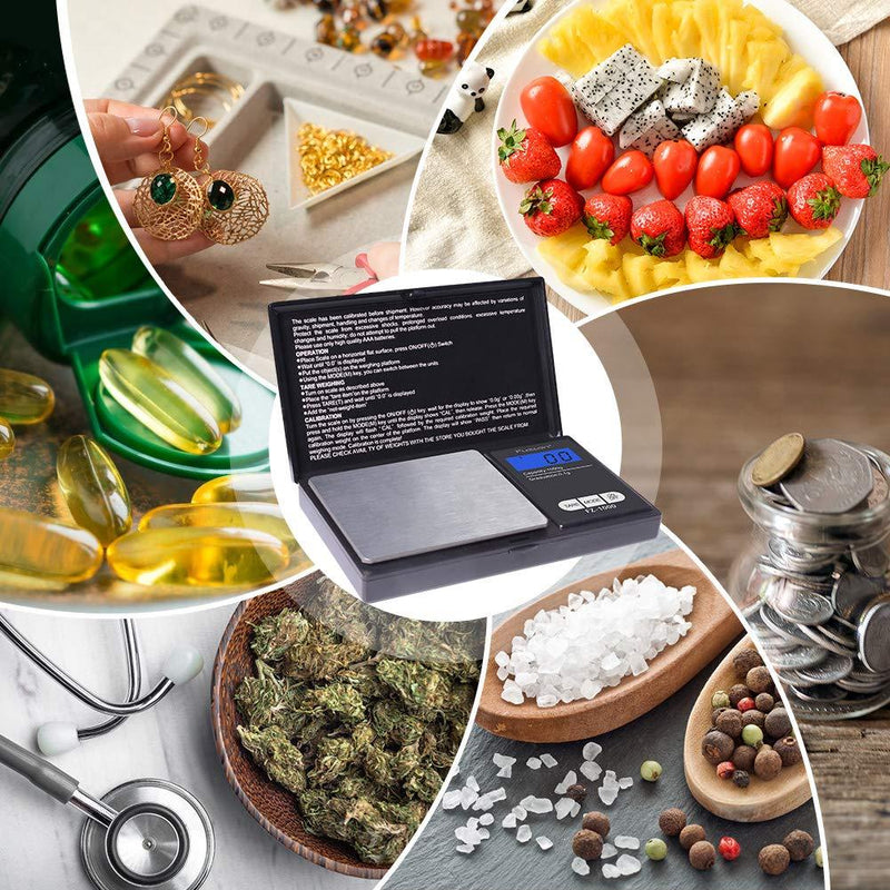 Fuzion Digital Pocket Scale 1000g/0.1g, Small Digital Scales Grams and Ounces, Herb Scale, Jewelry Scale, Portable Travel Food Scale( Battery Included ) Black 1000g × 0.1g