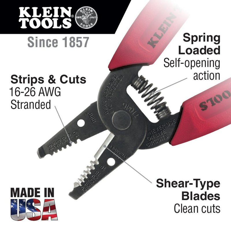 Klein Tools 11046 Wire Stripper/Cutter 16-26 AWG Stranded , Red