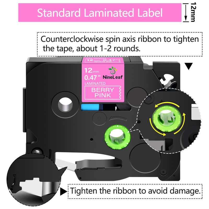 NineLeaf 3PK White on Berry Pink 12mm 5m Laminated Label Tape Compatible for Brother TZE-MQP35 TZ-MQP35 TZMQP35 TZEMQP35 for PT-P750W P700 H100 D400 D600 D210 D200 Label Printer