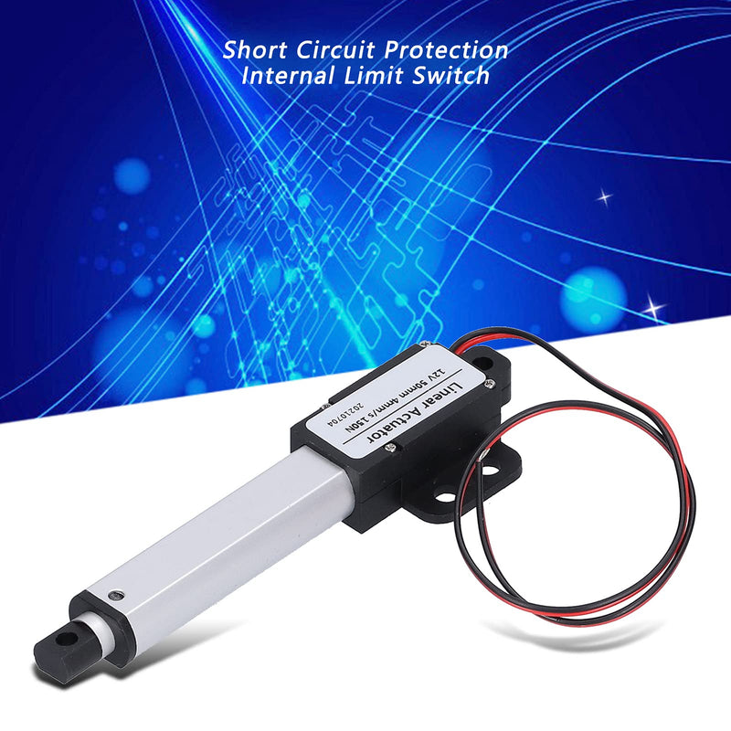 Folany Linear Actuator, 2 inch Stroke Micro Electric 20N/4.5lb DC 12V 1.2 /s, Built in Limit Switch, Mini Waterproof Actuator Motor for Home Appliances/Medical/Industry (Stroke 50mm-30mm/s-20N)