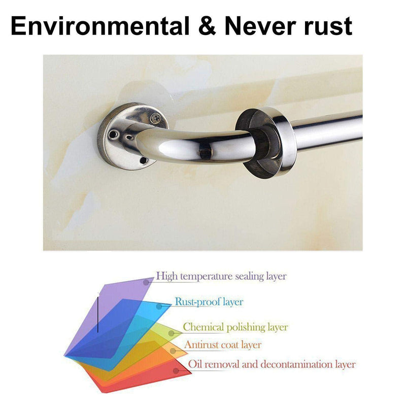 2 Pack 16 Inch Shower Grab Bar, ZUEXT Chrome Stainless Steel Bathroom Grab Bar, Shower Handle, Bathroom Balance Bar, Safety Hand Rail Support - Handicap, Elderly, Injury, Senior Assist Bath Handle 1.33 Foot (Pack of 2)