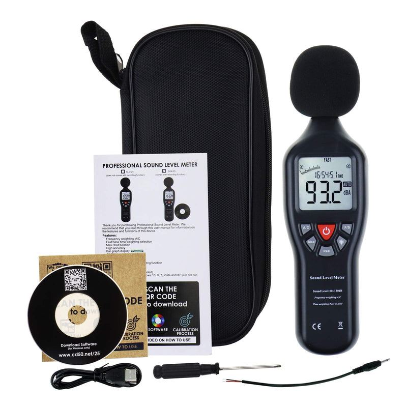 Professional Sound Level Meter with Backlight Display High Accuracy Measuring 30dB-130dB with Data Record Function