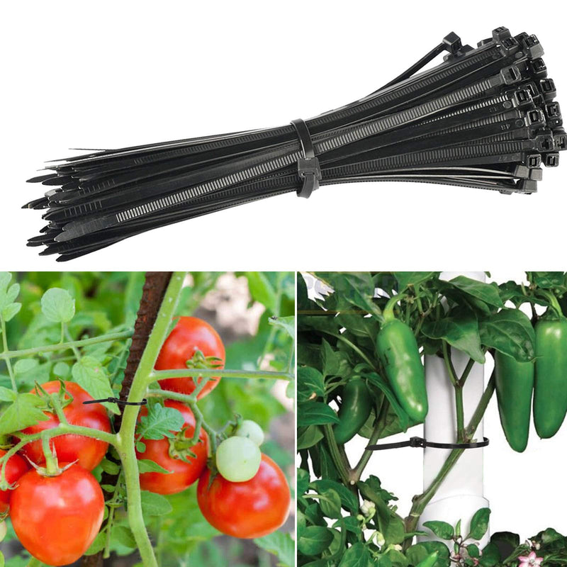 VTECHOLOGY 100Pcs Heavy Duty Industrial Zip Toes,Releasable 8 Inch Black Nylon Tie Wraps, Nylon Adjustable Tie wrap,Reusable Zip Toes Tie Straps For Garden Plant Secure Vine, Home, Office Use Reusable 8 Inch