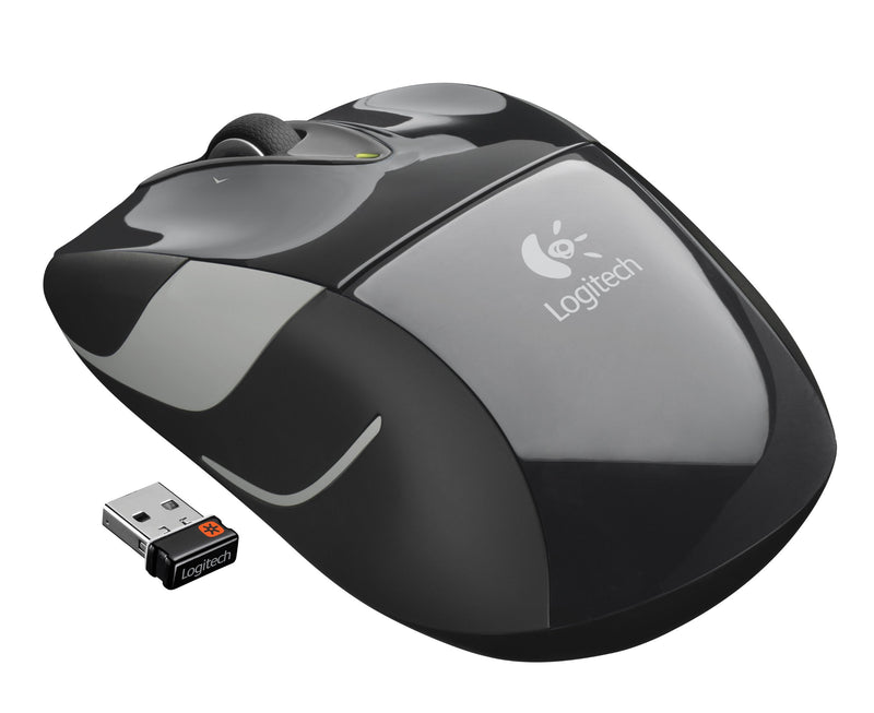 Logitech M525 Wireless Mouse â€“ Long 3 Year Battery Life, Ergonomic Shape for Right or Left Hand Use, Micro-Precision Scroll Wheel, and USB Unifying Receiver for Computers and Laptops, Black/Gray Standard Packaging