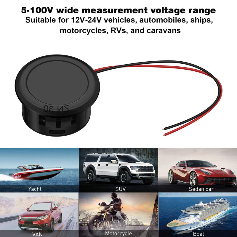 2 Pieces 12V DC Voltmeter Waterproof Digital Display Voltmeter LED Display Voltage Meter for Car Motorcycle SUV ATV Marine (Blue) Blue