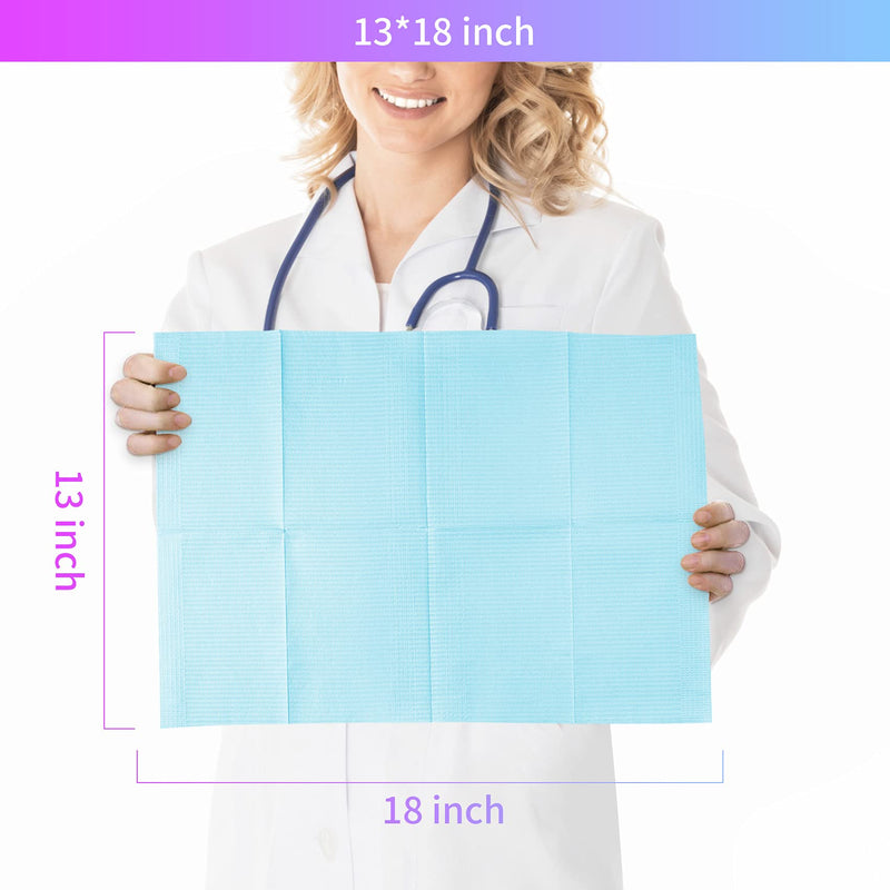 Disposable Dental Bibs Waterproof Dentist Napkins 60 PCS, 3 Ply Tattoo Bibs Tray Covers Patient Bib Lap Cloths 13" x 18" for Dental Clinic, Tattoo Staion and Salon - Light Blue