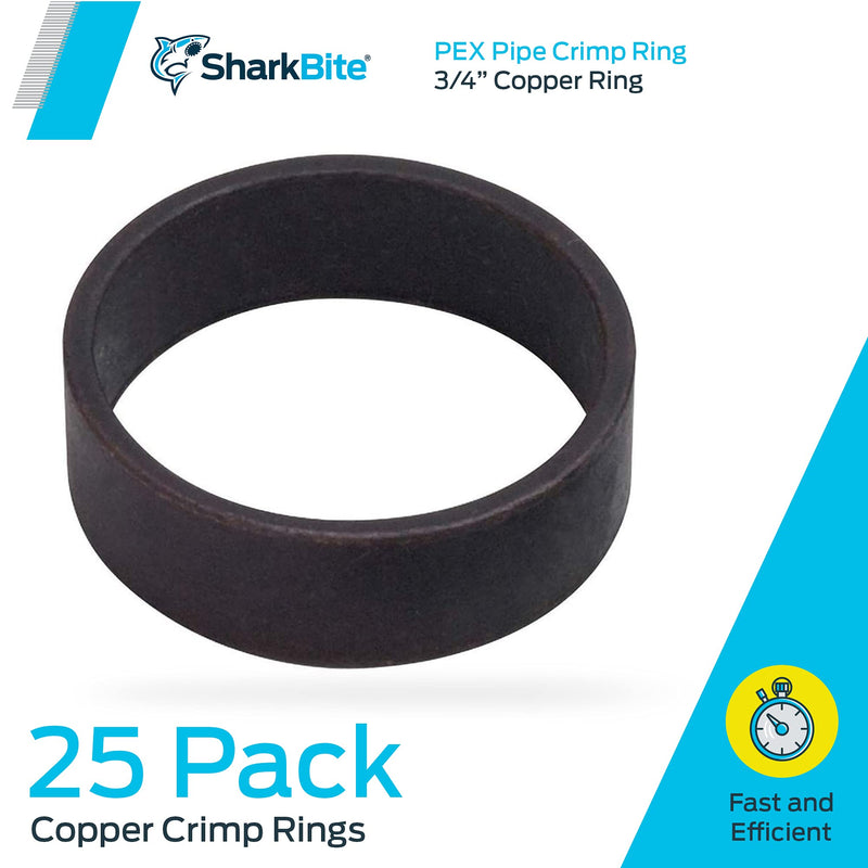 SharkBite Available PEX Pipe Crimp Ring 3/4 Inch, Plumbing Fittings, Pack of 25, 23103CP25, 3/4-Inch, 25