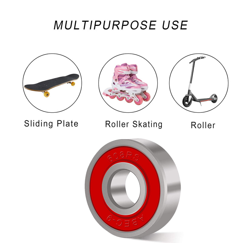 BESIY Bearings for Skateboards, Longboards, Inline Skates, Roller Skates, Spinners, Double Shielded,8x22x7 Miniature Ball Bearings, 608, ABEC-9(Pack of 8)