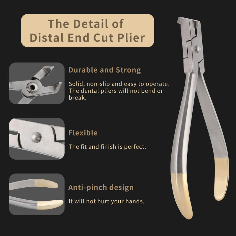 Distal End Cut Plier, Hold & Cut Hard and Soft Wire Orthodontic Cutter Dental Surgical Instrument Tool - Braces Removal Tools Tooth Pulling Kit for Dentist - 12 Months Warranty