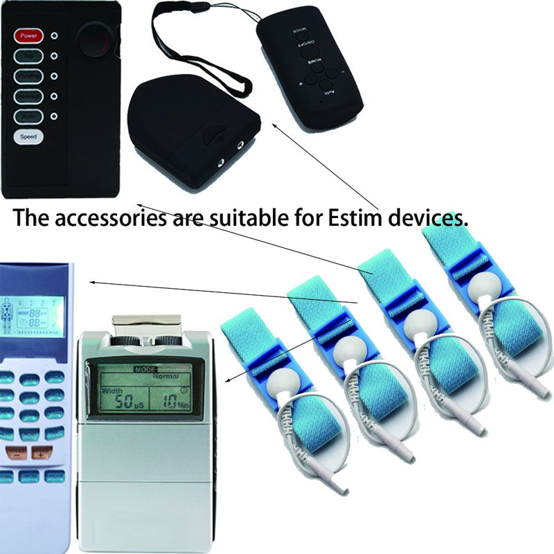 Adjustable Estim Wrist Strap Components 4pcs Blue Stim Loops 4pcs White Wires