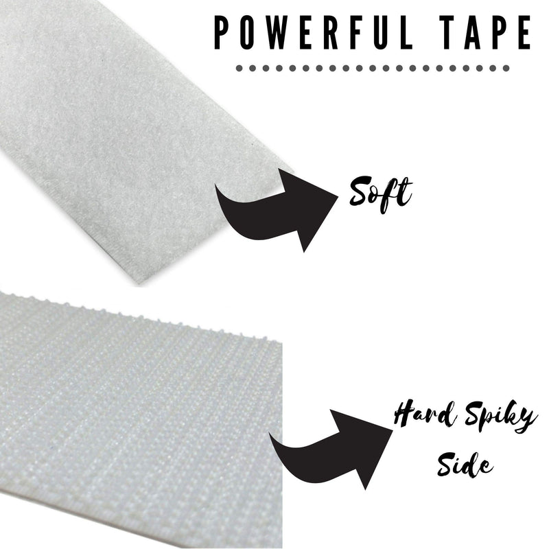 3/4 Inches Wide Hook and Loop Self Adhesive Tape Roll, Heavy Duty Strips, 16 Feet Long Sticky Back Fastener Self-Adhering Performance Flexible Breathable Wrap Tape (White)