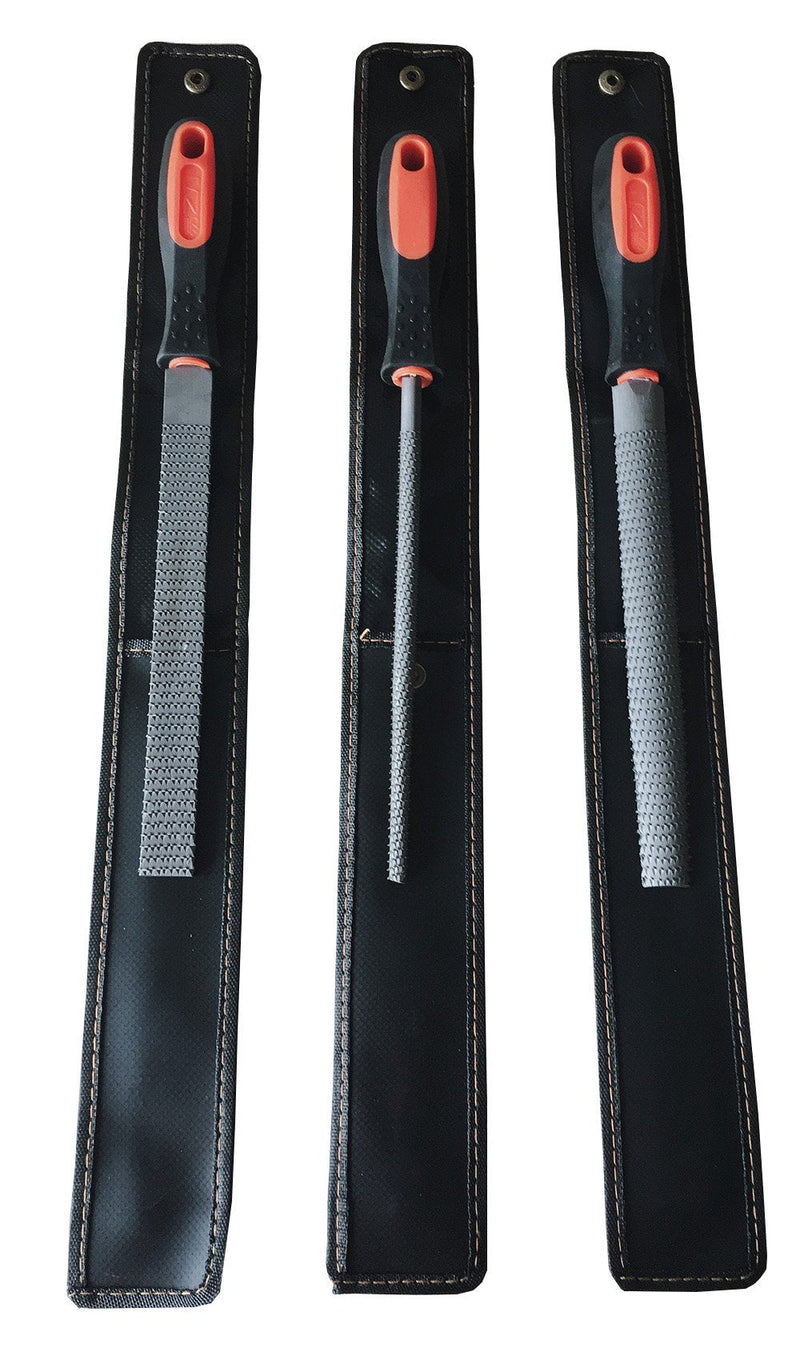YCAMMIN 8" Wood Rasp File Set with Rubber Grip - Includes Hand Cut Round, Half-Round, and Flat Rasp File Kit - Curved and Flat Tools(3 Pcs)The Color of Packing Bag is Random 8'' wood rasp