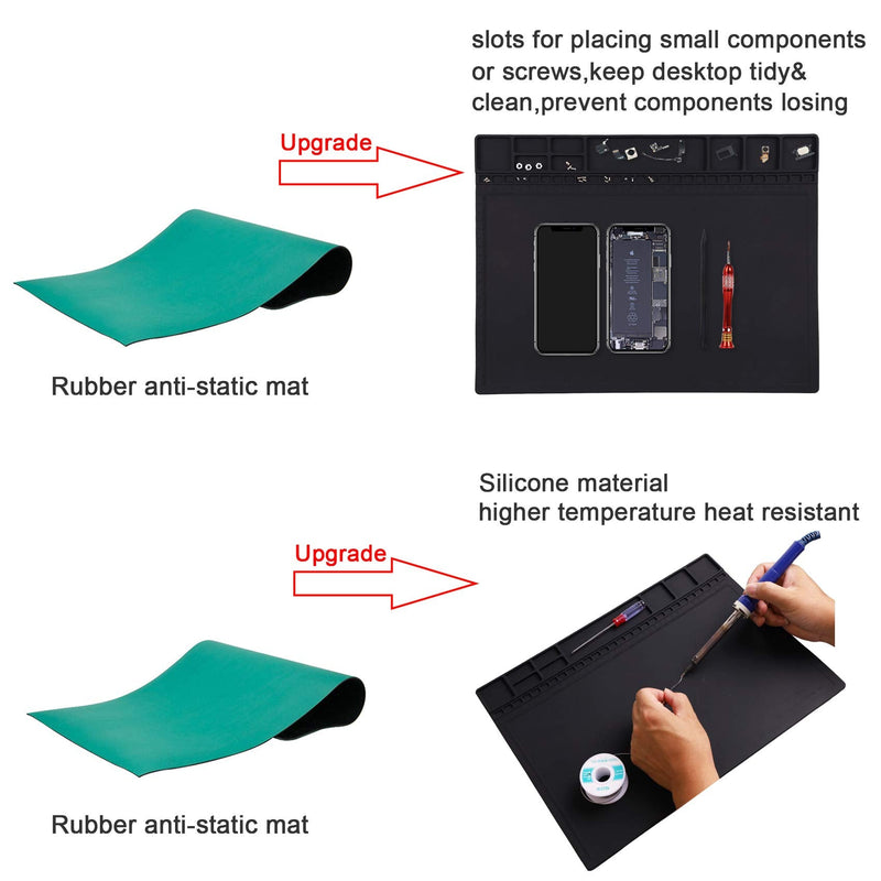 Anti Static Mat, HPFIX ESD Mat Heat Resistant with Grounding Wire and ESD Wristband, Silicone Repair Mat for Computer, PC Building, Eelectronics