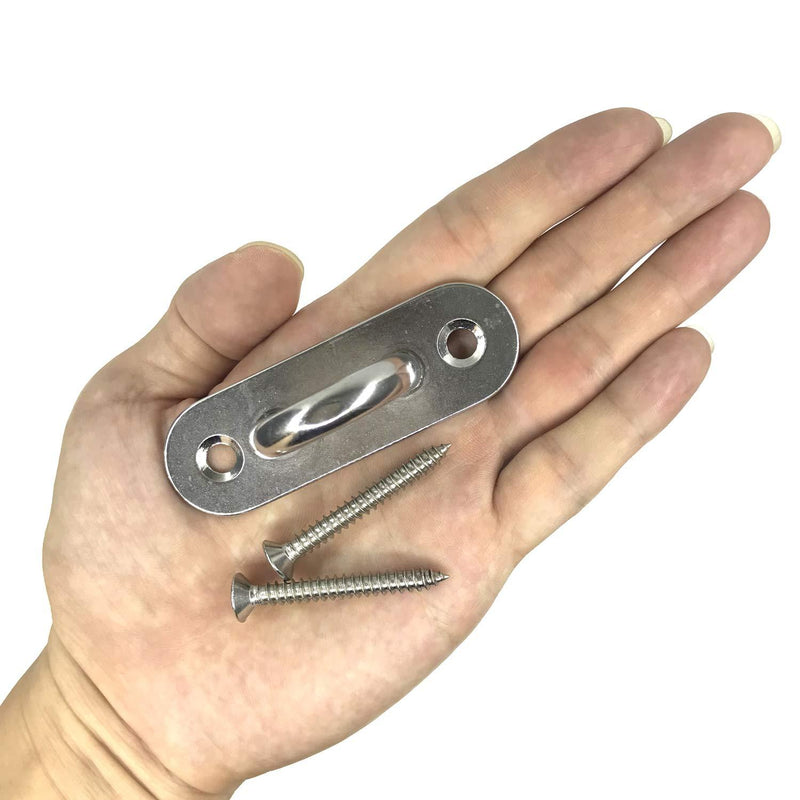 TERMATH 6 Pcs Stainless Steel Pad Eye Plate U Hook , Heavy 3.15 inch Ceiling Hook Ring Hooks , Screw Eyes Hanger , Marine Hardware Staple Hook Loop with 12 Pcs Screws