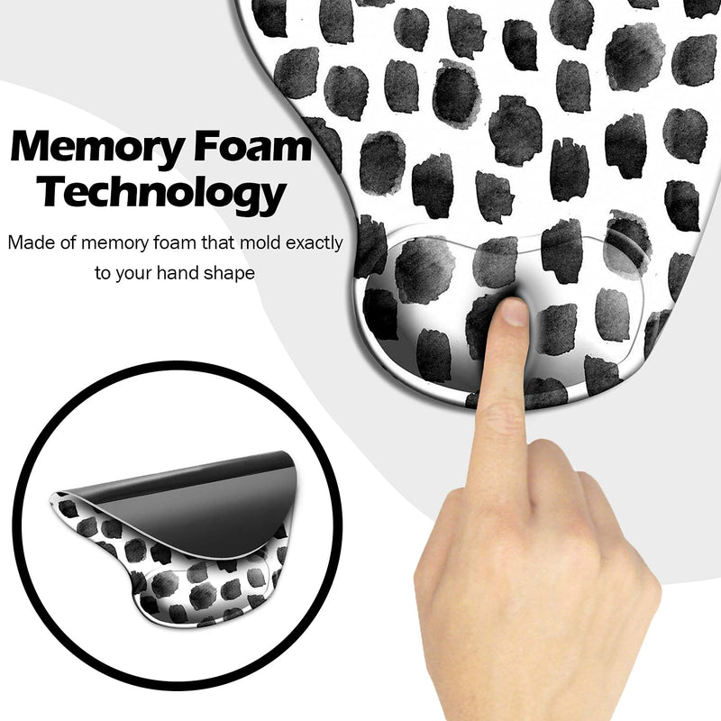 Dooke Ergonomic Mouse Pad with Wrist Support, Cute Mouse Pads with Non-Slip Rubber Base for Home Office Working Studying Easy Typing & Pain Relief Polka Dot