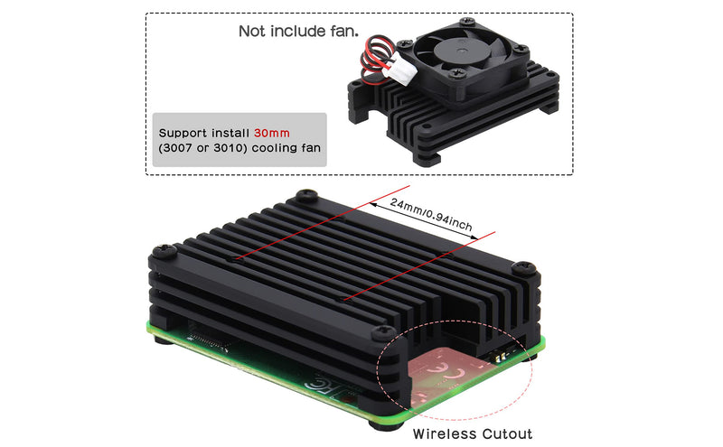 Geekworm 12mm Aluminum Alloy Heatsink (C235) Support 30mm Cooling Fan Compatible with Raspberry Pi Compute Module 4 CM4 Motherboard