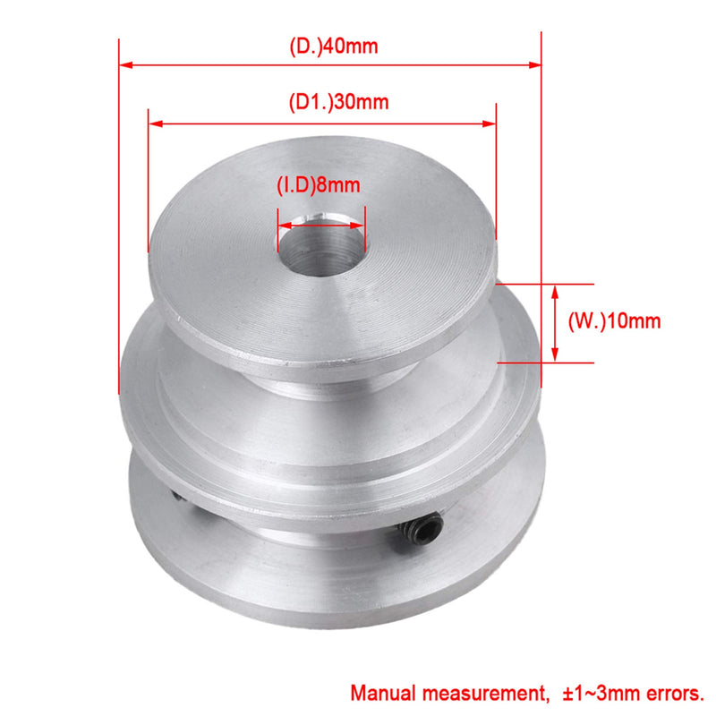 Mxfans 40x30x8MM Silver Aluminum 2-Step Groove Fixed Bore Pulley with Wrench