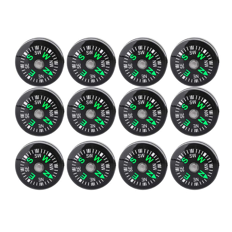 12 Pcs Button Compass, 20mm Mini Pocket Oil Filled Compass for Hiking Camping Outdoor Activities Accessory
