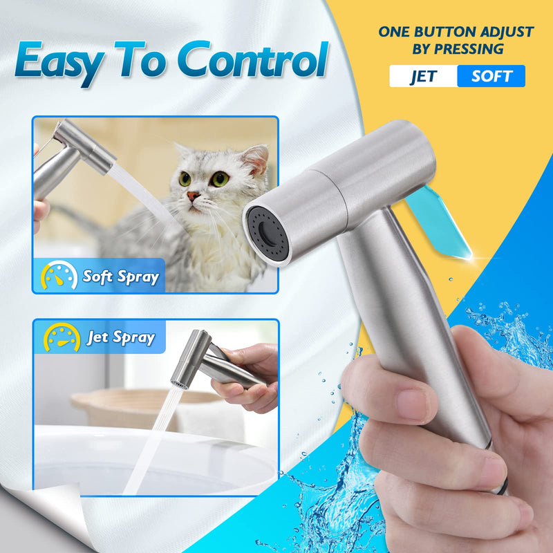 BRITULIF Bidet Sprayer for Toilet, Handheld Sprayer Kit with Adjustable Jet Spray for Toilet Handheld Bidet Cloth Diaper Sprayer Set Muslim Shower Toilet Sprayer - Easy to Install