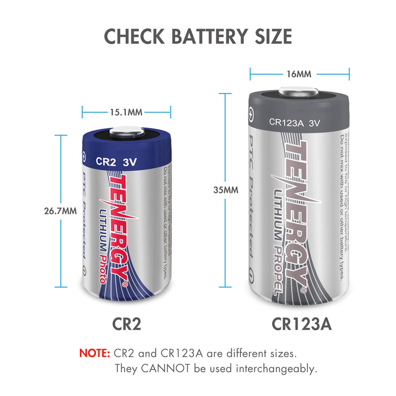 Tenergy CR2 3V Lithium Battery Non-Rechargeable PTC Protected High Performance CR2 Batteries for Flashlight, Digital Cameras, Toys, Alarm Systems (Not for Arlo Camera) 20 Pack 20 Pcs