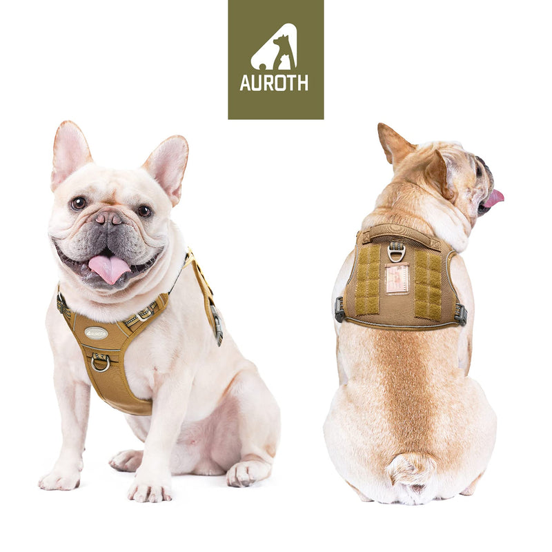 Auroth Tactical Dog Harness for Small Medium Large Dogs No Pull Adjustable Pet Harness Reflective K9 Working Training Easy Control Pet Vest Military Service Dog Harnesses S(Neck:14-21",Chest:20-31") Army yellow