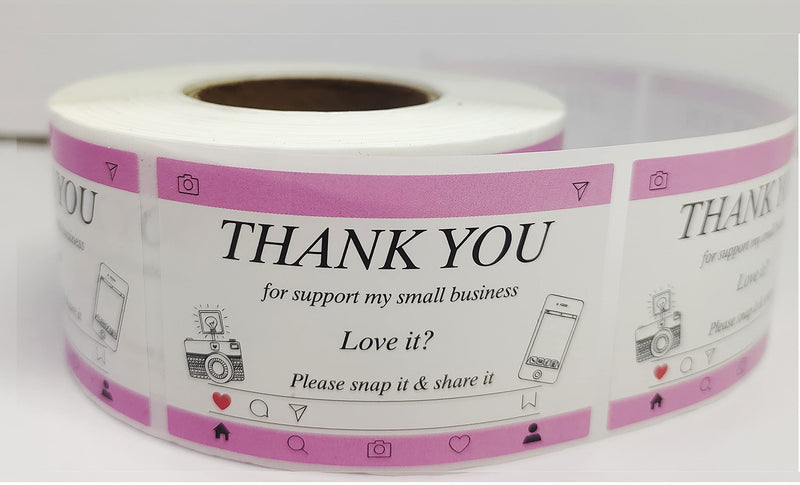 1.5 x 2.3 inch Thank You for Supporting My Small Business Camera Share It Stickers,Small Shop Packaging Review Reminder Labels for Online Business Merchandise Bags,Gift,Boxes,Cards,Envelopes 500pcs