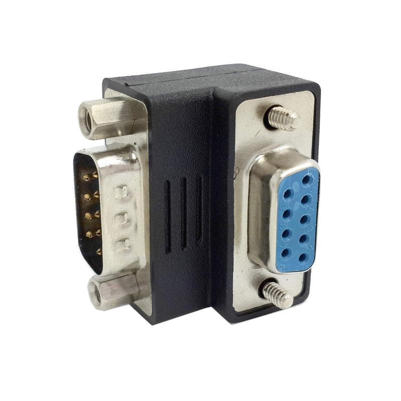 CY D-Sub RS232 9Pin Male Down Angled 90 Degree to Female Extension Adapter Black-Down-Angled
