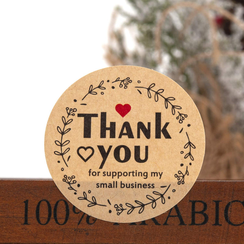 MAZYPO 1.5 inch Thank You Stickers for Supporting My Small Business Stickers, 500 Labels Per Roll Round Kraft Stickers, Retro Adhesive Label Stickers, Ideal for Bakery, Boutiques,Retailers Red Thank You