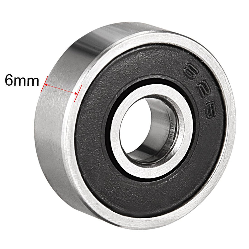 uxcell 626-2RS Ball Bearing 6mm x 19mm x 6mm Double Sealed 180026 Deep Groove Bearings, Carbon Steel (Pack of 20) 6x19x6mm