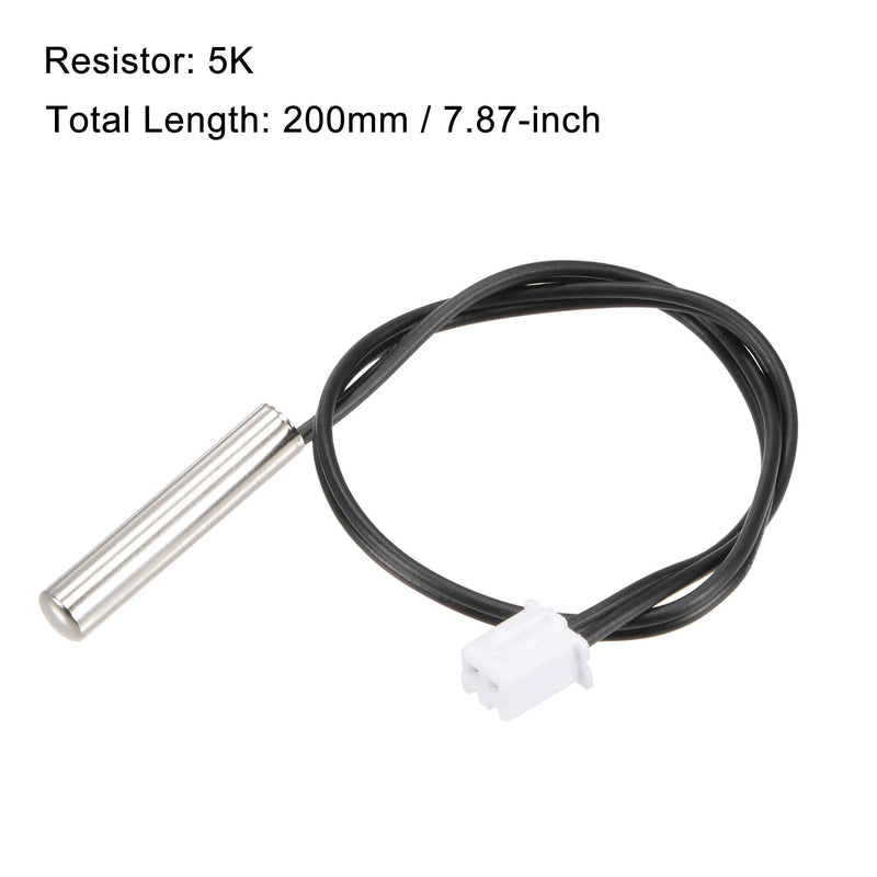 uxcell 5pcs 5K Temperature Sensor Probe, Stainless Steel NTC Thermal Sensor Probe 20cm Digital Thermometer Extension Cable