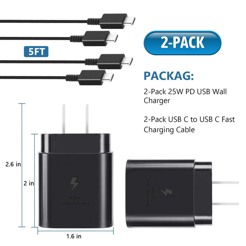 USB C Charger,25W Samsung Super Fast Charger and 5FT Type C Charger Cable Fast Charging for Samsung Galaxy S21/S21Ultra 5G/S21Plus/S20/S20Ultra/Note 20/Note 20Ultra/Note 10/Note10 Plus/Z Fold 3/Flip 3 Black