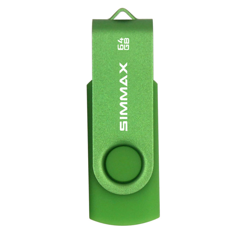 SIMMAX 3 Pack 64GB Memory Stick USB 2.0 Flash Drives Swivel Thumb Drive Pen Drive (64GB Pink Blue Green) 3Pack 64GB Swivel-Pink Blue Green