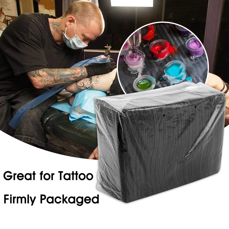 Emalla Pack of 50 dental bibs, black, disposable dental bibs, waterproof tattoo bibs, 33 x 45 cm tattoo covers, multi-purpose for tattoo accessories, dental treatment, one size fits all