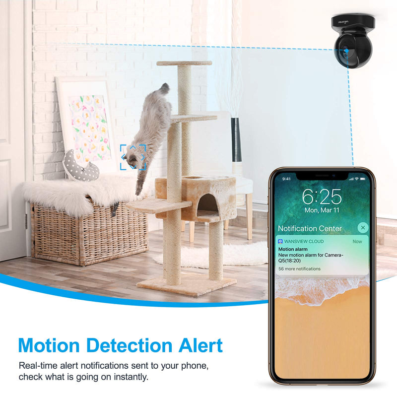 wansview Wireless Security Camera, IP Camera 1080P HD, WiFi Home Indoor Camera for Baby/Pet/Nanny, Motion Detection, 2 Way Audio Night Vision, Works with Alexa, with TF Card Slot and Cloud Black