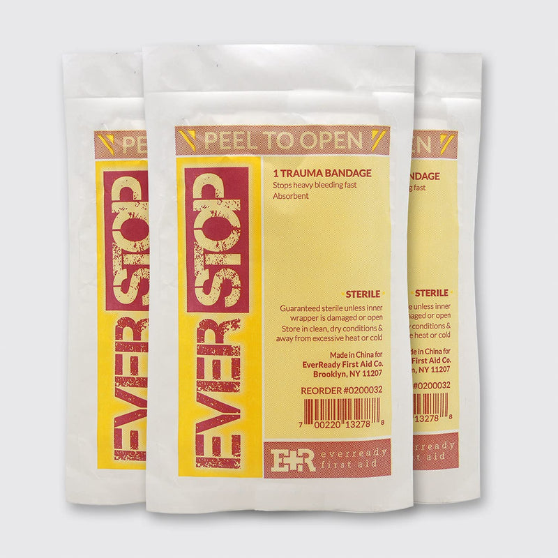 Ever Ready First Aid EverStop First Aid Blood Stopper Compress Multi-Purpose Wound and Trauma Dressing- 3 Pack 3 Count (Pack of 1)