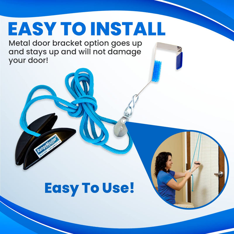 RangeMaster BlueRanger Shoulder Pulley with Patient Guide │ Aids Recovery and Rehabilitation │ Helps Enhance Pain Free Range of Motion │ Adjustable, Metal Bracket Door Attachment Blue