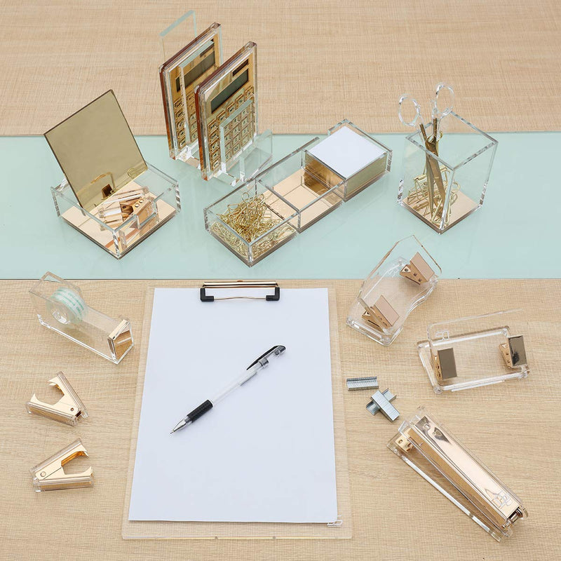 Clear Gold Toned Acrylic Stapler by Draymond Story - Fits Standard Staples (24/6 or 26/6) - Graduation Gifts Gold