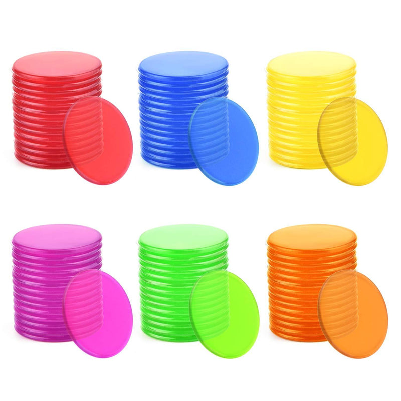 Coopay 900 Pieces Bingo Chips Transparent Color Counting Plastic Math Game Counters Plastic Markers
