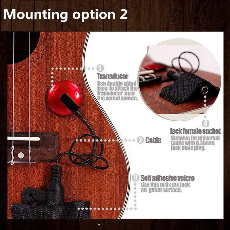 Imelod Contact Microphone Piezo Pickup Violin Microphone Pickup Cello Banjo Ukulele Mandolin Guitar Microphone Pickup Red