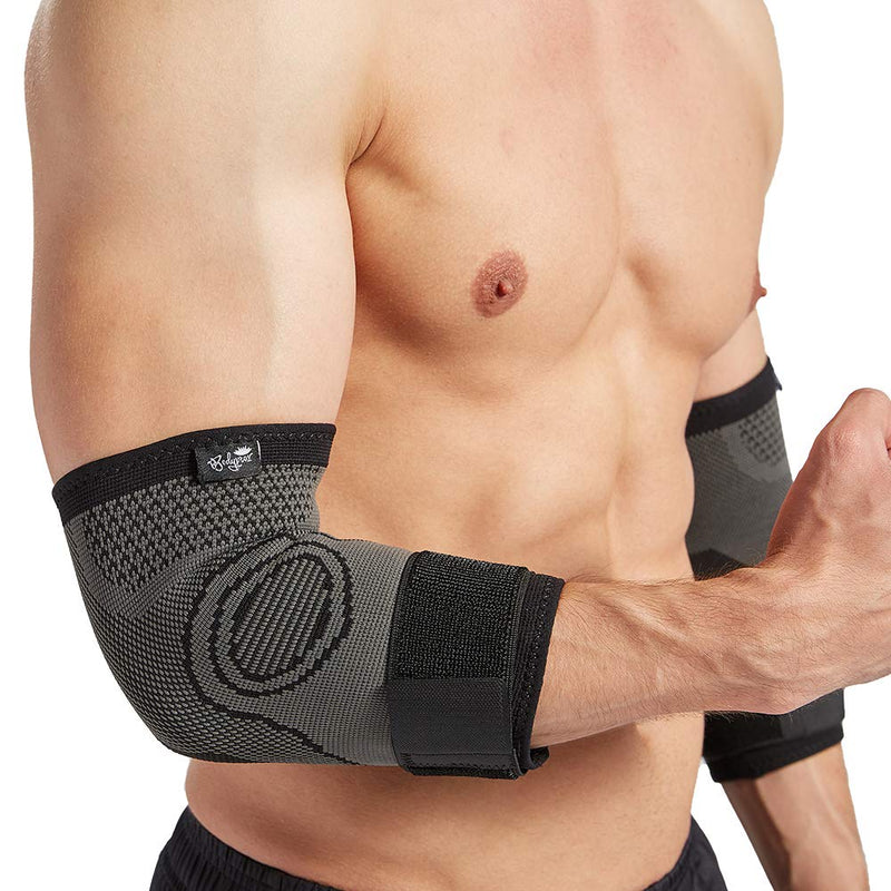 Elbow Brace with Strap for Tendonitis 2 Pack, Tennis Elbow Compression Sleeves, Golf Elbow Treatment Medium (Pack of 2)